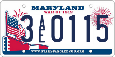 MD license plate 3AE0115