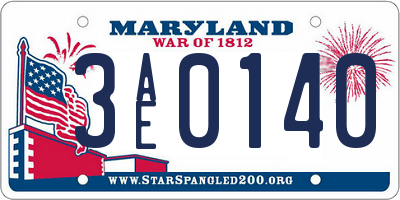 MD license plate 3AE0140