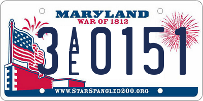 MD license plate 3AE0151