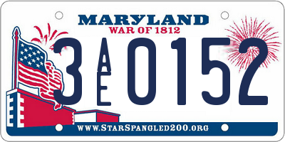 MD license plate 3AE0152