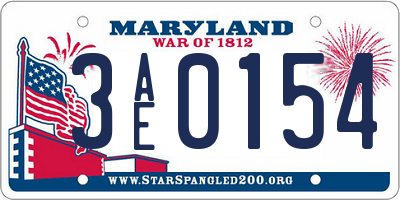 MD license plate 3AE0154