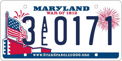 MD license plate 3AE0171