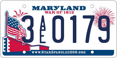 MD license plate 3AE0179