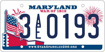 MD license plate 3AE0193