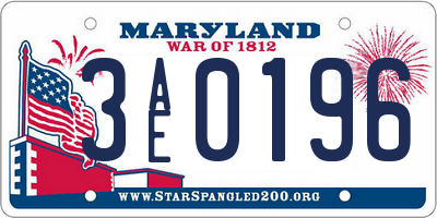 MD license plate 3AE0196