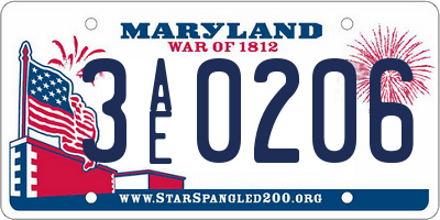 MD license plate 3AE0206