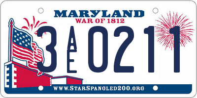 MD license plate 3AE0211