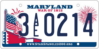 MD license plate 3AE0214