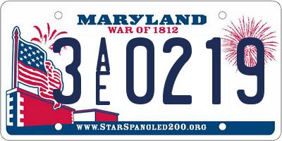 MD license plate 3AE0219
