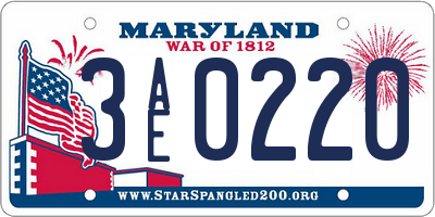 MD license plate 3AE0220