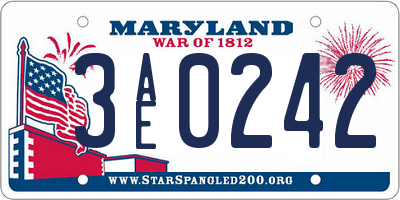 MD license plate 3AE0242