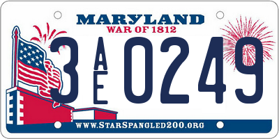MD license plate 3AE0249