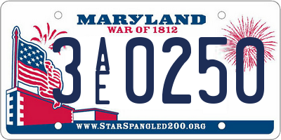 MD license plate 3AE0250