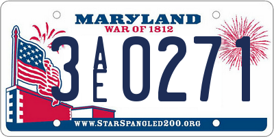 MD license plate 3AE0271