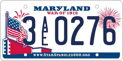 MD license plate 3AE0276