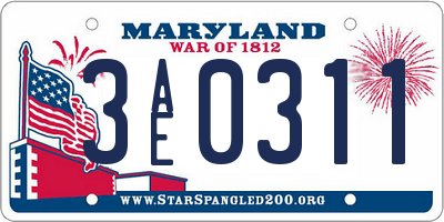 MD license plate 3AE0311