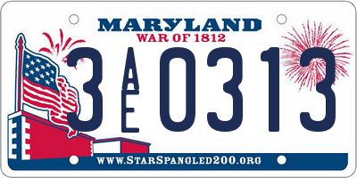 MD license plate 3AE0313