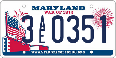 MD license plate 3AE0351