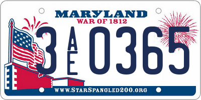 MD license plate 3AE0365