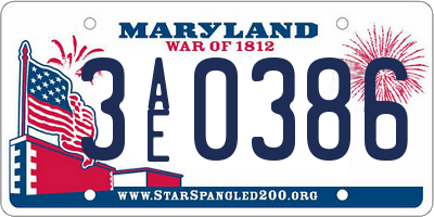 MD license plate 3AE0386
