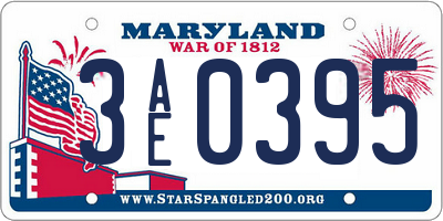 MD license plate 3AE0395