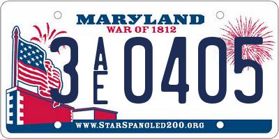 MD license plate 3AE0405