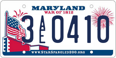 MD license plate 3AE0410