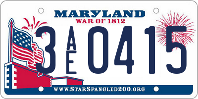 MD license plate 3AE0415