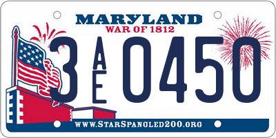 MD license plate 3AE0450