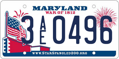 MD license plate 3AE0496