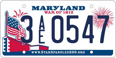 MD license plate 3AE0547