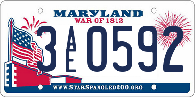 MD license plate 3AE0592