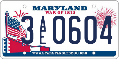 MD license plate 3AE0604
