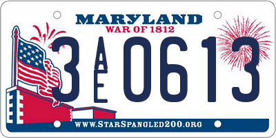 MD license plate 3AE0613