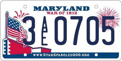 MD license plate 3AE0705