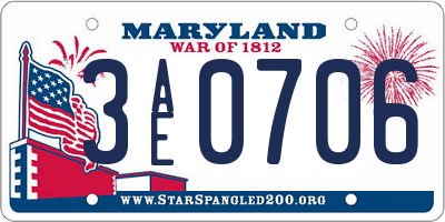 MD license plate 3AE0706