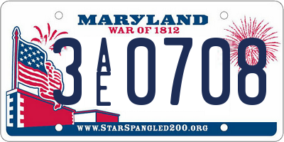 MD license plate 3AE0708