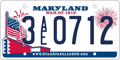 MD license plate 3AE0712