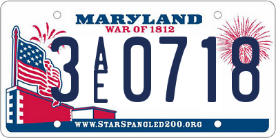 MD license plate 3AE0718