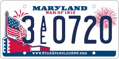 MD license plate 3AE0720