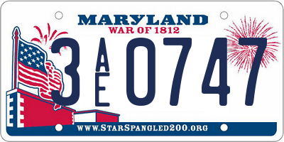MD license plate 3AE0747