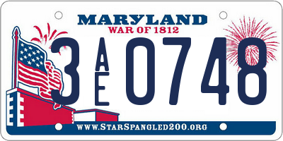 MD license plate 3AE0748