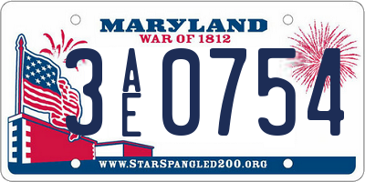 MD license plate 3AE0754