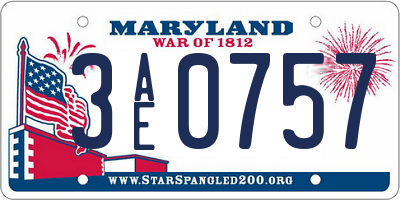 MD license plate 3AE0757