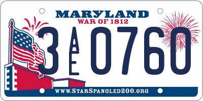 MD license plate 3AE0760