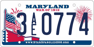 MD license plate 3AE0774