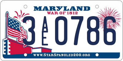 MD license plate 3AE0786