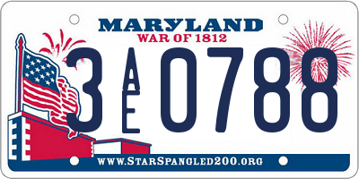 MD license plate 3AE0788