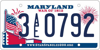 MD license plate 3AE0792