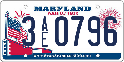 MD license plate 3AE0796
